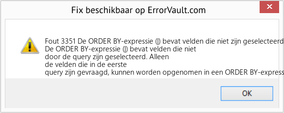 Fix De ORDER BY-expressie (|) bevat velden die niet zijn geselecteerd door de query (Fout Fout 3351)