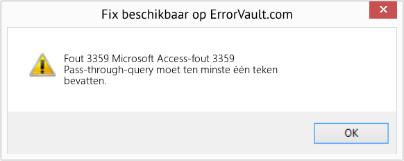 Fix Microsoft Access-fout 3359 (Fout Fout 3359)