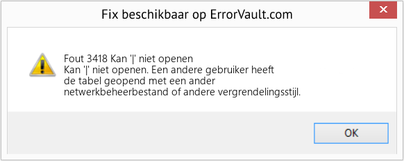 Download Fout <?php echo $nummer; ?> (Kan '|' niet openen) Reparatie Tool Fix Kan '|' niet openen (Fout Fout 3418)