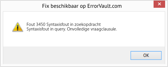 Fix Syntaxisfout in zoekopdracht (Fout Fout 3450)