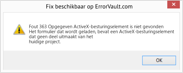 Fix Opgegeven ActiveX-besturingselement is niet gevonden (Fout Fout 363)