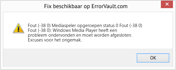 Fix Mediaspeler opgeroepen status 0 Fout (-38 0) (Fout Fout (-38 0))