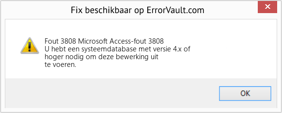 Fix Microsoft Access-fout 3808 (Fout Fout 3808)