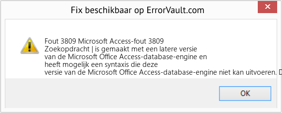 Fix Microsoft Access-fout 3809 (Fout Fout 3809)