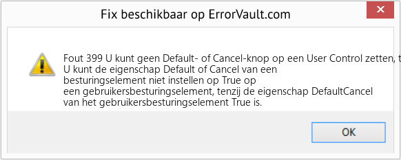 Fix U kunt geen Default- of Cancel-knop op een User Control zetten, tenzij de DefaultCancel-eigenschap is ingesteld (Fout Fout 399)