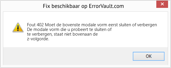 Download Fout <?php echo $nummer; ?> (Moet de bovenste modale vorm eerst sluiten of verbergen) Reparatie Tool Fix Moet de bovenste modale vorm eerst sluiten of verbergen (Fout Fout 402)