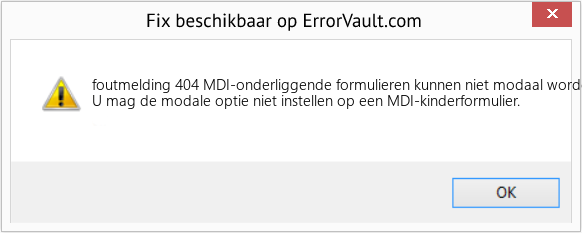Download Fout <?php echo $nummer; ?> (MDI-onderliggende formulieren kunnen niet modaal worden weergegeven) Reparatie Tool Fix MDI-onderliggende formulieren kunnen niet modaal worden weergegeven (Fout foutmelding 404)