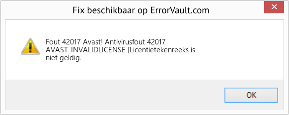 Fix Avast! Antivirusfout 42017 (Fout Fout 42017)