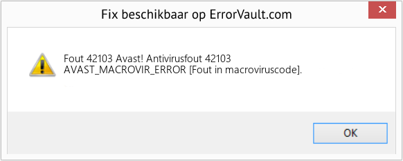 Fix Avast! Antivirusfout 42103 (Fout Fout 42103)