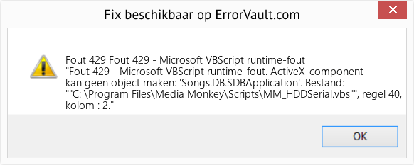 Fix Fout 429 - Microsoft VBScript runtime-fout (Fout Fout 429)