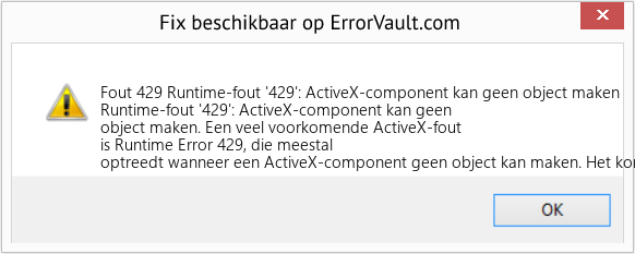 Fix Runtime-fout '429': ActiveX-component kan geen object maken (Fout Fout 429)