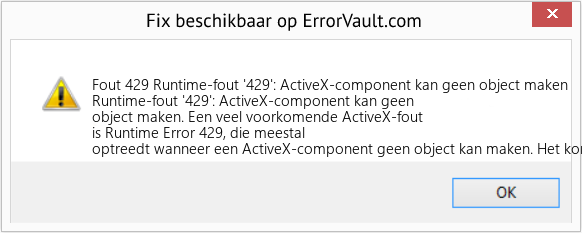 Download Fout <?php echo $nummer; ?> (Runtime-fout '429': ActiveX-component kan geen object maken) Reparatie Tool Fix Runtime-fout '429': ActiveX-component kan geen object maken (Fout Fout 429)