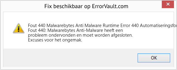 Fix Malwarebytes Anti Malware Runtime Error 440 Automatiseringsfout (Fout Fout 440)
