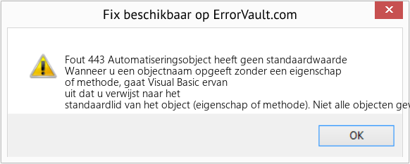 Fix Automatiseringsobject heeft geen standaardwaarde (Fout Fout 443)