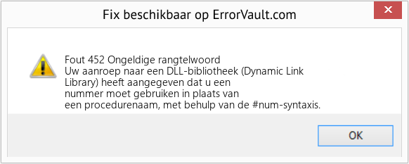 Download Fout <?php echo $nummer; ?> (Ongeldige rangtelwoord) Reparatie Tool Fix Ongeldige rangtelwoord (Fout Fout 452)