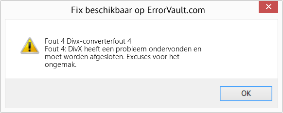 Fix Divx-converterfout 4 (Fout Fout 4)