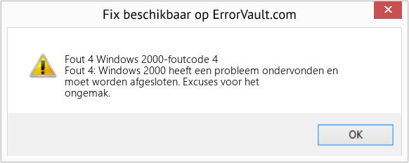 Fix Windows 2000-foutcode 4 (Fout Fout 4)