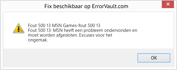 Fix MSN Games-fout 500 13 (Fout Fout 500 13)