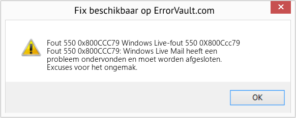 Fix Windows Live-fout 550 0X800Ccc79 (Fout Fout 550 0x800CCC79)