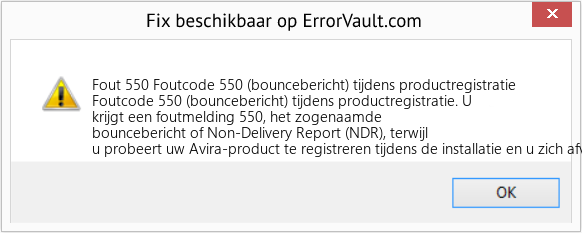 Fix Foutcode 550 (bouncebericht) tijdens productregistratie (Fout Fout 550)