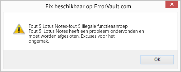 Fix Lotus Notes-fout 5 Illegale functieaanroep (Fout Fout 5)