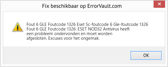 Download Fout <?php echo $nummer; ?> (Eset Sc-foutcode 6 Gle-foutcode 1326) Reparatie Tool Fix Eset Sc-foutcode 6 Gle-foutcode 1326 (Fout Fout 6 GLE Foutcode 1326)
