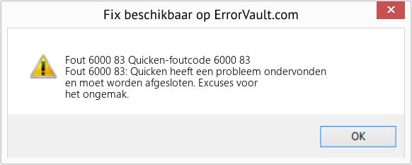 Fix Quicken-foutcode 6000 83 (Fout Fout 6000 83)