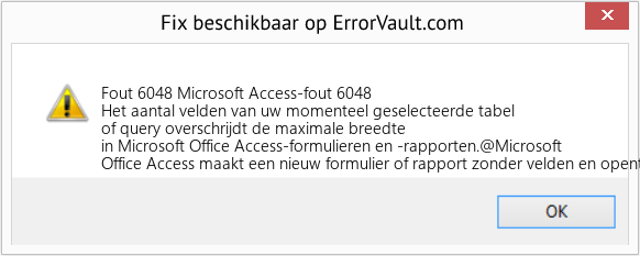 Fix Microsoft Access-fout 6048 (Fout Fout 6048)