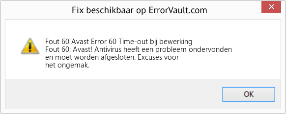 Fix Avast Error 60 Time-out bij bewerking (Fout Fout 60)