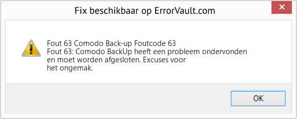 Fix Comodo Back-up Foutcode 63 (Fout Fout 63)