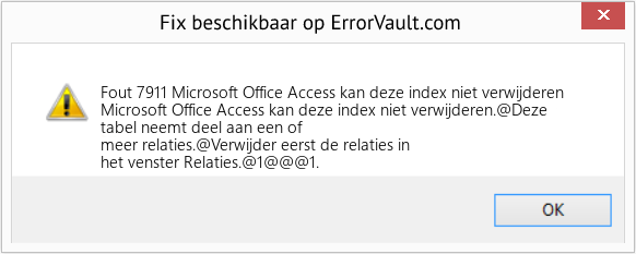 Fix Microsoft Office Access kan deze index niet verwijderen (Fout Fout 7911)