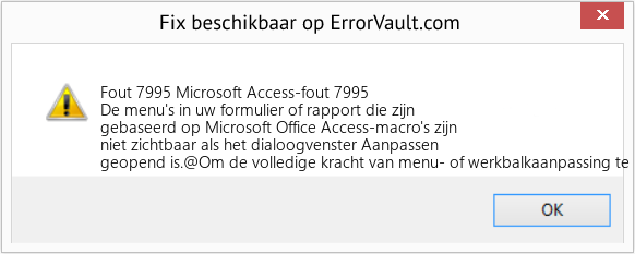 Fix Microsoft Access-fout 7995 (Fout Fout 7995)