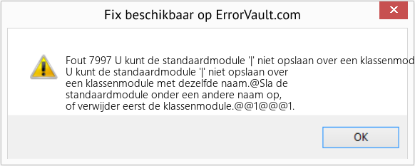 Fix U kunt de standaardmodule '|' niet opslaan over een klassenmodule met dezelfde naam (Fout Fout 7997)