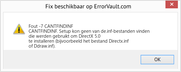 Download Fout <?php echo $nummer; ?> (CANTFINDINF) Reparatie Tool Fix CANTFINDINF (Fout Fout -7)