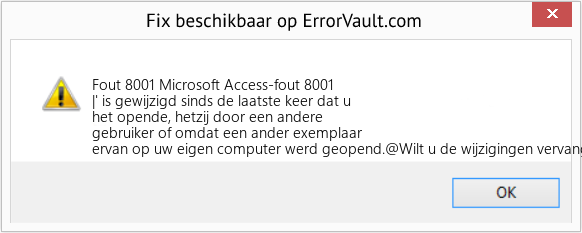 Fix Microsoft Access-fout 8001 (Fout Fout 8001)