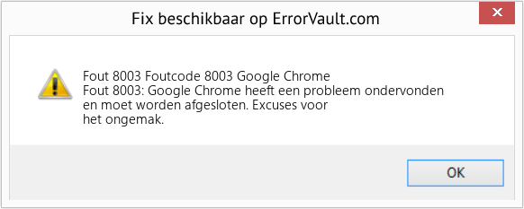 Fix Foutcode 8003 Google Chrome (Fout Fout 8003)