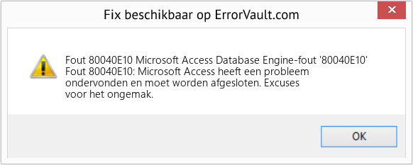Download Fout <?php echo $nummer; ?> (Microsoft Access Database Engine-fout '80040E10') Reparatie Tool Fix Microsoft Access Database Engine-fout '80040E10' (Fout Fout 80040E10)