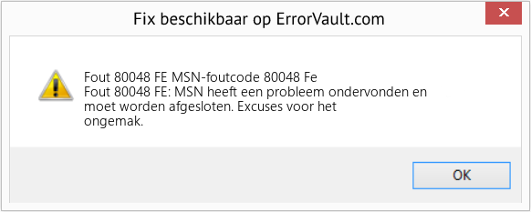 Fix MSN-foutcode 80048 Fe (Fout Fout 80048 FE)