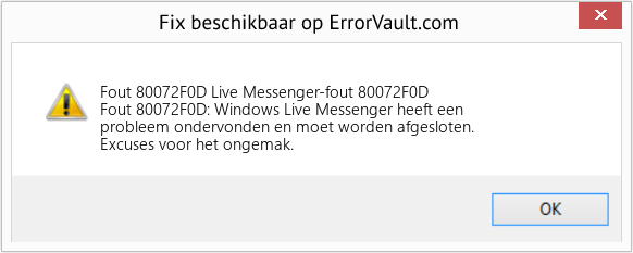 Fix Live Messenger-fout 80072F0D (Fout Fout 80072F0D)