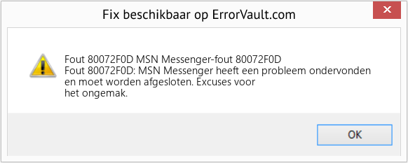 Fix MSN Messenger-fout 80072F0D (Fout Fout 80072F0D)