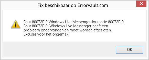 Fix Windows Live Messenger-foutcode 80072F19 (Fout Fout 80072F19)