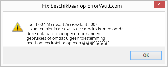 Download Fout <?php echo $nummer; ?> (Microsoft Access-fout 8007) Reparatie Tool Fix Microsoft Access-fout 8007 (Fout Fout 8007)