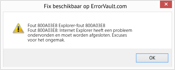 Fix Explorer-fout 800A03E8 (Fout Fout 800A03E8)