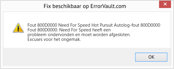 Fix Need For Speed ​​Hot Pursuit Autolog-fout 800D0000 (Fout Fout 800D0000)