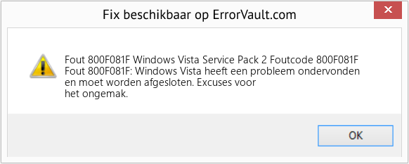 Fix Windows Vista Service Pack 2 Foutcode 800F081F (Fout Fout 800F081F)