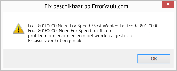 Fix Need For Speed ​​Most Wanted Foutcode 801F0000 (Fout Fout 801F0000)