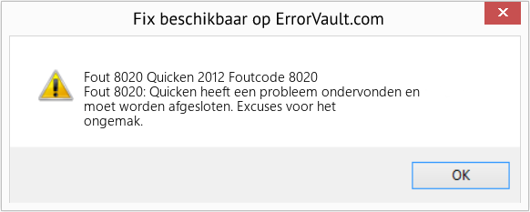 Fix Quicken 2012 Foutcode 8020 (Fout Fout 8020)