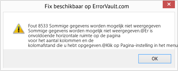 Fix Sommige gegevens worden mogelijk niet weergegeven (Fout Fout 8533)