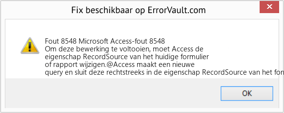 Fix Microsoft Access-fout 8548 (Fout Fout 8548)