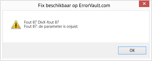 Fix DivX-fout 87 (Fout Fout 87)